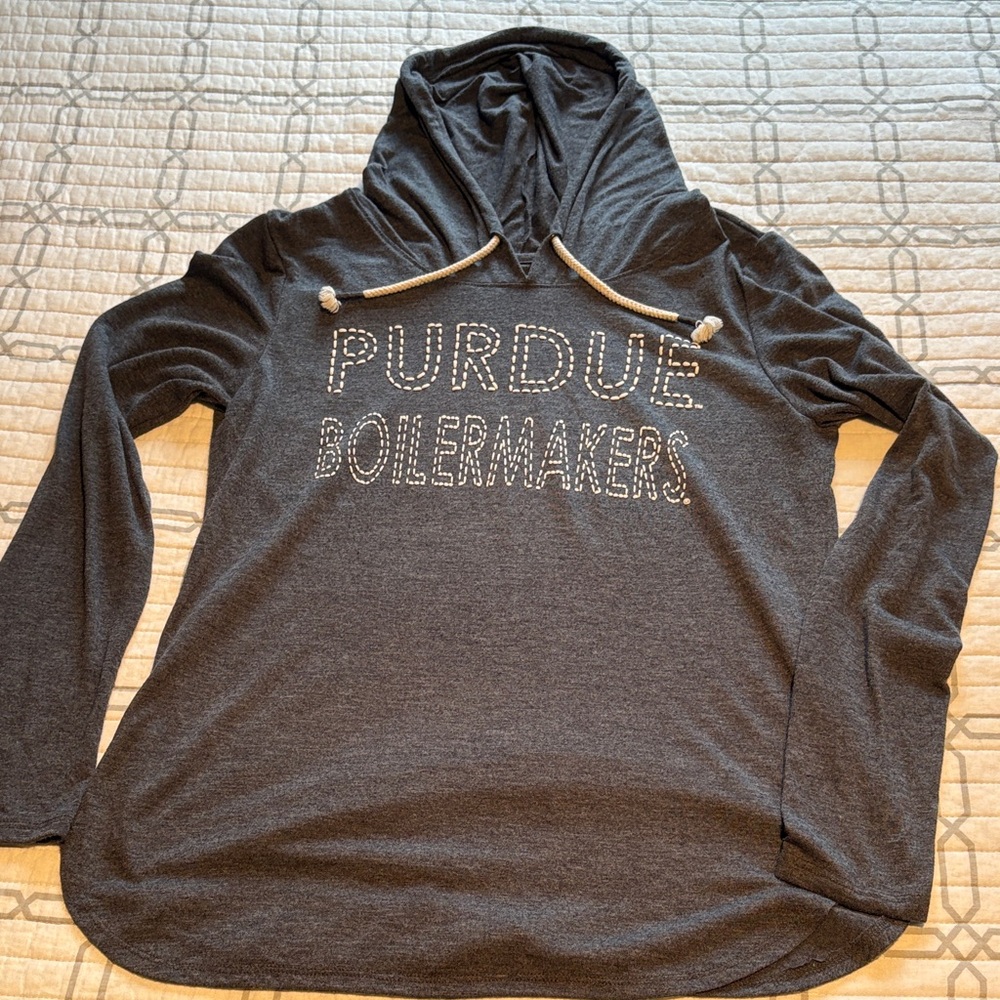 Purdue Boilermakers Gray Hoodie t-shirt with curved hem